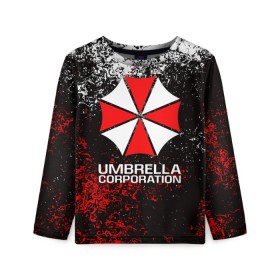 Детский лонгслив 3D с принтом UMBRELLA CORP в Рязани, 100% полиэстер | длинные рукава, круглый вырез горловины, полуприлегающий силуэт
 | ada wong | biohazard | leon | nemesis | project resistance | raccoon city | re2 | resident evil 2 | rpd | stars | umbrella | ада вонг | амбрелла | немесис | ужасы