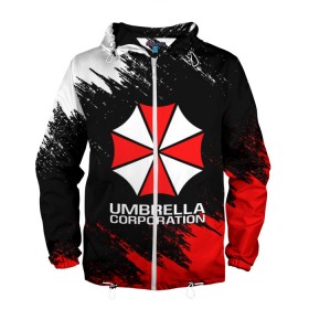 Мужская ветровка 3D с принтом UMBRELLA CORP в Рязани, 100% полиэстер | подол и капюшон оформлены резинкой с фиксаторами, два кармана без застежек по бокам, один потайной карман на груди | Тематика изображения на принте: ada wong | biohazard | leon | nemesis | project resistance | raccoon city | re2 | resident evil 2 | rpd | stars | umbrella | ада вонг | амбрелла | немесис | ужасы