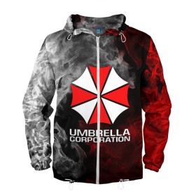 Мужская ветровка 3D с принтом UMBRELLA CORP в Рязани, 100% полиэстер | подол и капюшон оформлены резинкой с фиксаторами, два кармана без застежек по бокам, один потайной карман на груди | ada wong | biohazard | leon | nemesis | project resistance | raccoon city | re2 | resident evil 2 | rpd | stars | umbrella | ада вонг | амбрелла | немесис | ужасы