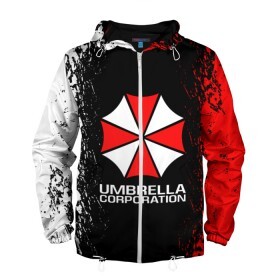 Мужская ветровка 3D с принтом UMBRELLA CORP в Рязани, 100% полиэстер | подол и капюшон оформлены резинкой с фиксаторами, два кармана без застежек по бокам, один потайной карман на груди | ada wong | biohazard | leon | nemesis | project resistance | raccoon city | re2 | resident evil 2 | rpd | stars | umbrella | ада вонг | амбрелла | немесис | ужасы