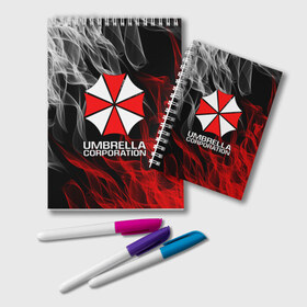 Блокнот с принтом UMBRELLA CORP в Рязани, 100% бумага | 48 листов, плотность листов — 60 г/м2, плотность картонной обложки — 250 г/м2. Листы скреплены удобной пружинной спиралью. Цвет линий — светло-серый
 | Тематика изображения на принте: ada wong | biohazard | leon | nemesis | project resistance | raccoon city | re2 | resident evil 2 | rpd | stars | umbrella | ада вонг | амбрелла | немесис | ужасы