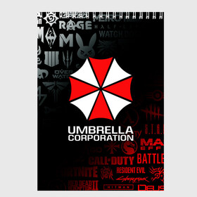 Скетчбук с принтом RESIDENT EVIL (UMBRELLA CORP) в Рязани, 100% бумага
 | 48 листов, плотность листов — 100 г/м2, плотность картонной обложки — 250 г/м2. Листы скреплены сверху удобной пружинной спиралью | ada wong | biohazard | leon | nemesis | project resistance | raccoon city | re | re3 | resident evil | resident evil 3 | rpd | stars | umbrella | ада вонг | амбрелла | немезис | ужасы