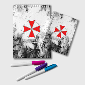 Блокнот с принтом UMBRELLA CORP в Рязани, 100% бумага | 48 листов, плотность листов — 60 г/м2, плотность картонной обложки — 250 г/м2. Листы скреплены удобной пружинной спиралью. Цвет линий — светло-серый
 | Тематика изображения на принте: ada wong | biohazard | leon | nemesis | project resistance | raccoon city | re2 | resident evil 2 | rpd | stars | umbrella | ада вонг | амбрелла | немесис | ужасы