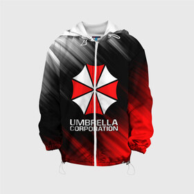 Детская куртка 3D с принтом UMBRELLA CORP в Рязани, 100% полиэстер | застежка — молния, подол и капюшон оформлены резинкой с фиксаторами, по бокам — два кармана без застежек, один потайной карман на груди, плотность верхнего слоя — 90 г/м2; плотность флисового подклада — 260 г/м2 | Тематика изображения на принте: ada wong | biohazard | leon | nemesis | project resistance | raccoon city | re2 | resident evil 2 | rpd | stars | umbrella | ада вонг | амбрелла | немесис | ужасы