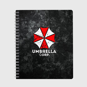 Тетрадь с принтом UMBRELLA CORP в Рязани, 100% бумага | 48 листов, плотность листов — 60 г/м2, плотность картонной обложки — 250 г/м2. Листы скреплены сбоку удобной пружинной спиралью. Уголки страниц и обложки скругленные. Цвет линий — светло-серый
 | ada wong | biohazard | leon | nemesis | project resistance | raccoon city | re2 | resident evil 2 | rpd | stars | umbrella | ада вонг | амбрелла | немесис | ужасы