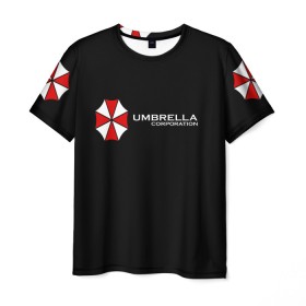 Мужская футболка 3D с принтом Umbrella Corporation в Рязани, 100% полиэфир | прямой крой, круглый вырез горловины, длина до линии бедер | апокалипсис | зла | зомби | обитель | твирус