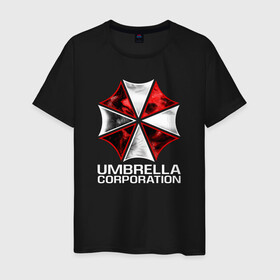 Мужская футболка хлопок с принтом UMBRELLA CORP в Рязани, 100% хлопок | прямой крой, круглый вырез горловины, длина до линии бедер, слегка спущенное плечо. | ada wong | biohazard | leon | nemesis | project resistance | raccoon city | re2 | resident evil 2 | rpd | stars | umbrella | ада вонг | амбрелла | немесис | ужасы