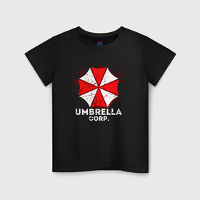 Детская футболка хлопок с принтом UMBRELLA CORP в Рязани, 100% хлопок | круглый вырез горловины, полуприлегающий силуэт, длина до линии бедер | ada wong | biohazard | leon | nemesis | project resistance | raccoon city | re2 | resident evil 2 | rpd | stars | umbrella | ада вонг | амбрелла | немесис | ужасы