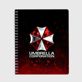 Тетрадь с принтом UMBRELLA CORP в Рязани, 100% бумага | 48 листов, плотность листов — 60 г/м2, плотность картонной обложки — 250 г/м2. Листы скреплены сбоку удобной пружинной спиралью. Уголки страниц и обложки скругленные. Цвет линий — светло-серый
 | ada wong | biohazard | leon | nemesis | project resistance | raccoon city | re2 | resident evil 2 | rpd | stars | umbrella | ада вонг | амбрелла | немесис | ужасы