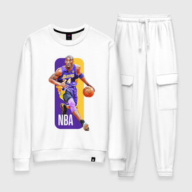 Женский костюм хлопок с принтом NBA (Kobe Bryant) в Рязани, 100% хлопок | на свитшоте круглая горловина, мягкая резинка по низу. Брюки заужены к низу, на них два вида карманов: два 