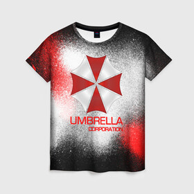 Женская футболка 3D с принтом UMBRELLA CORP в Рязани, 100% полиэфир ( синтетическое хлопкоподобное полотно) | прямой крой, круглый вырез горловины, длина до линии бедер | biohazard | biohazard 7 | crocodile | fang | game | hand | monster | new umbrella | resident evil | resident evil 7 | umbrella | umbrella corp | umbrella corporation | zombie | обитель