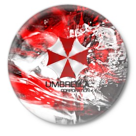 Значок с принтом UMBRELLA CORP в Рязани,  металл | круглая форма, металлическая застежка в виде булавки | 