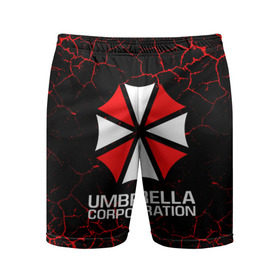 Мужские шорты спортивные с принтом UMBRELLA CORPORATION. в Рязани,  |  | corp | corporation | resident evil | umbrella | umbrella corporation | зомби апокалипсис | зонт | игра