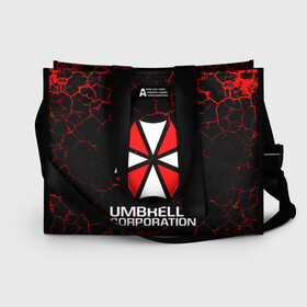 Сумка-шоппер 3D с принтом UMBRELLA CORPORATION в Рязани, 100% полиэстер | застегивается на металлическую кнопку; внутренний карман застегивается на молнию. Стенки укреплены специальным мягким материалом, чтобы защитить содержимое от несильных ударов
 | corp | corporation | resident evil | umbrella | umbrella corporation | зомби апокалипсис | зонт | игра