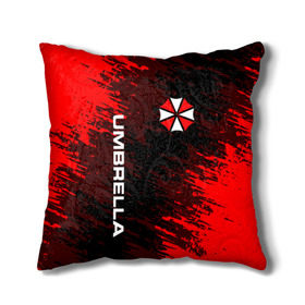 Подушка 3D с принтом UMBRELLA CORPORATION. в Рязани, наволочка – 100% полиэстер, наполнитель – холлофайбер (легкий наполнитель, не вызывает аллергию). | состоит из подушки и наволочки. Наволочка на молнии, легко снимается для стирки | corp | corporation | resident evil | umbrella | umbrella corporation | зомби апокалипсис | зонт | игра