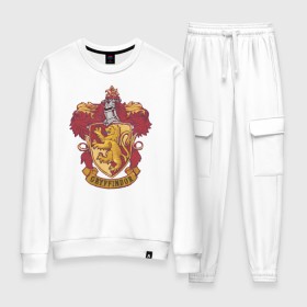 Женский костюм хлопок с принтом Coat of gryffindor в Рязани, 100% хлопок | на свитшоте круглая горловина, мягкая резинка по низу. Брюки заужены к низу, на них два вида карманов: два 