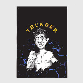 Постер с принтом Thunder в Рязани, 100% бумага
 | бумага, плотность 150 мг. Матовая, но за счет высокого коэффициента гладкости имеет небольшой блеск и дает на свету блики, но в отличии от глянцевой бумаги не покрыта лаком | arturo gatti | arturo thunder gatti | gatti | thunder | артуро гатти | гатти