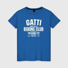 Женская футболка хлопок с принтом Gatti Boxing Club в Рязани, 100% хлопок | прямой крой, круглый вырез горловины, длина до линии бедер, слегка спущенное плечо | Тематика изображения на принте: arturo gatti | arturo thunder gatti | gatti | thunder | артуро гатти | гатти