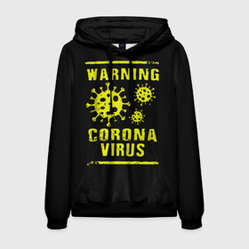 Мужская толстовка 3D с принтом Warning Corona Virus в Рязани, 100% полиэстер | двухслойный капюшон со шнурком для регулировки, мягкие манжеты на рукавах и по низу толстовки, спереди карман-кенгуру с мягким внутренним слоем. | 2019 | 2019 ncov | 2020 | corona | coronavirus | market | ncov | pneumonia | seafood | virus | warning | wuhan | вирус | внимание | китай | коронавирус | осторожно | ухань | уханьский коронавирус | штамм