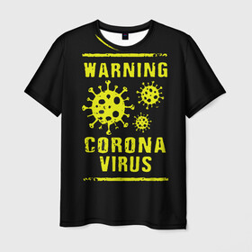 Мужская футболка 3D с принтом Warning Corona Virus в Рязани, 100% полиэфир | прямой крой, круглый вырез горловины, длина до линии бедер | 2019 | 2019 ncov | 2020 | corona | coronavirus | market | ncov | pneumonia | seafood | virus | warning | wuhan | вирус | внимание | китай | коронавирус | осторожно | ухань | уханьский коронавирус | штамм