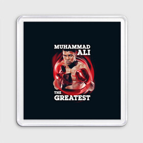 Магнит 55*55 с принтом Muhammad Ali в Рязани, Пластик | Размер: 65*65 мм; Размер печати: 55*55 мм | ali | muhammad ali | the greatest | али | бокс | мухамед али | мухаммед али