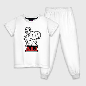Детская пижама хлопок с принтом Muhammad Ali в Рязани, 100% хлопок |  брюки и футболка прямого кроя, без карманов, на брюках мягкая резинка на поясе и по низу штанин
 | Тематика изображения на принте: ali | muhammad ali | the greatest | али | бокс | мухамед али | мухаммед али