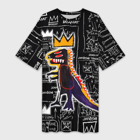 Платье-футболка 3D с принтом Basquiat Dinosaur в Рязани,  |  | Тематика изображения на принте: art | louis vuitton | lv