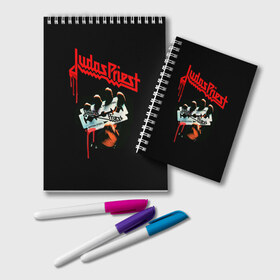 Блокнот с принтом Judas Priest в Рязани, 100% бумага | 48 листов, плотность листов — 60 г/м2, плотность картонной обложки — 250 г/м2. Листы скреплены удобной пружинной спиралью. Цвет линий — светло-серый
 | judas | priest | грув метал | группа | рок | хард рок | хеви метал