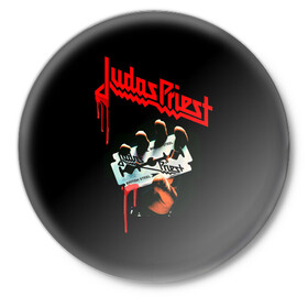 Значок с принтом Judas Priest в Рязани,  металл | круглая форма, металлическая застежка в виде булавки | judas | priest | грув метал | группа | рок | хард рок | хеви метал