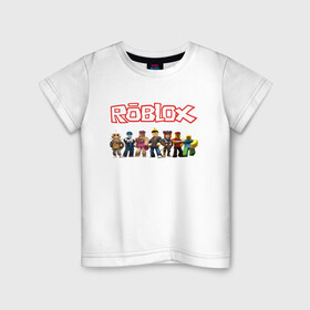 Детская футболка хлопок с принтом ROBLOX в Рязани, 100% хлопок | круглый вырез горловины, полуприлегающий силуэт, длина до линии бедер | game | gamer | logo | minecraft | roblox | simulator | игра | конструктор | лого | майнкрафт | симулятор | строительство | фигура