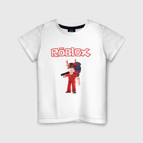 Детская футболка хлопок с принтом ROBLOX в Рязани, 100% хлопок | круглый вырез горловины, полуприлегающий силуэт, длина до линии бедер | game | gamer | logo | minecraft | roblox | simulator | игра | конструктор | лого | майнкрафт | симулятор | строительство | фигура