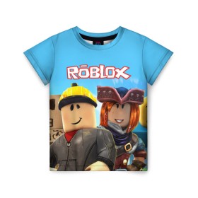 Детская футболка 3D с принтом ROBLOX в Рязани, 100% гипоаллергенный полиэфир | прямой крой, круглый вырез горловины, длина до линии бедер, чуть спущенное плечо, ткань немного тянется | Тематика изображения на принте: roblox | игра | компьютерная игра | логотип | онлайн | онлайн игра | роблакс | роблокс