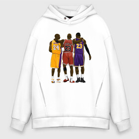 Мужское худи Oversize хлопок с принтом Kobe Michael LeBron в Рязани, френч-терри — 70% хлопок, 30% полиэстер. Мягкий теплый начес внутри —100% хлопок | боковые карманы, эластичные манжеты и нижняя кромка, капюшон на магнитной кнопке | Тематика изображения на принте: basketball | black | bryant | bulls | chicago | game | james | jordan | kobe | lakers | lebron | los angeles | michael | nba | rip | sla | баскетбол | баскетболист | брайант | буллс | джеймс | джордан | игрок | коби | леброн | лейкерс | лос андж