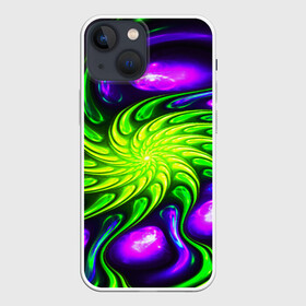 Чехол для iPhone 13 mini с принтом NEONACID в Рязани,  |  | Тематика изображения на принте: abstract | abstraction | color | fractal | geometry | paitnt | polygon | polygonal | psy | абстракция | геометрия | краски | неоновые | полигоны | психоделика | фрактал