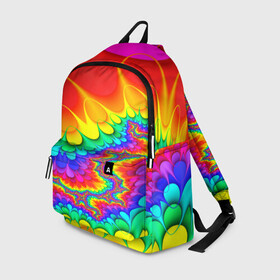 Рюкзак 3D с принтом TIE-DYE в Рязани, 100% полиэстер | лямки с регулируемой длиной, сверху петелька, чтобы рюкзак можно было повесить на вешалку. Основное отделение закрывается на молнию, как и внешний карман. Внутри два дополнительных кармана, один из которых закрывается на молнию. По бокам два дополнительных кармашка | abstract | abstraction | color | fractal | geometry | paitnt | polygon | polygonal | psy | абстракция | геометрия | краски | неоновые | полигоны | психоделика | фрактал