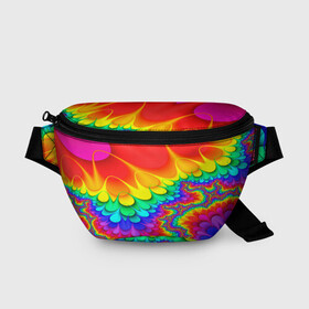 Поясная сумка 3D с принтом TIE-DYE в Рязани, 100% полиэстер | плотная ткань, ремень с регулируемой длиной, внутри несколько карманов для мелочей, основное отделение и карман с обратной стороны сумки застегиваются на молнию | abstract | abstraction | color | fractal | geometry | paitnt | polygon | polygonal | psy | абстракция | геометрия | краски | неоновые | полигоны | психоделика | фрактал