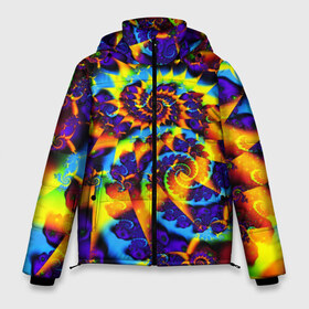 Мужская зимняя куртка 3D с принтом TIE-DYE COLOR в Рязани, верх — 100% полиэстер; подкладка — 100% полиэстер; утеплитель — 100% полиэстер | длина ниже бедра, свободный силуэт Оверсайз. Есть воротник-стойка, отстегивающийся капюшон и ветрозащитная планка. 

Боковые карманы с листочкой на кнопках и внутренний карман на молнии. | abstract | abstraction | color | fractal | geometry | paitnt | polygon | polygonal | psy | абстракция | геометрия | краски | неоновые | полигоны | психоделика | фрактал