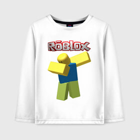 Детский лонгслив хлопок с принтом Roblox Dab в Рязани, 100% хлопок | круглый вырез горловины, полуприлегающий силуэт, длина до линии бедер | game | game roblox | logo roblox | online game | oof roblox dabbing | roblox | roblox dab | roblox noob | игра | игра роблокс | лого роблокс | онлайн игра | онлайн игра роблокс | роблокс | роблокс даб