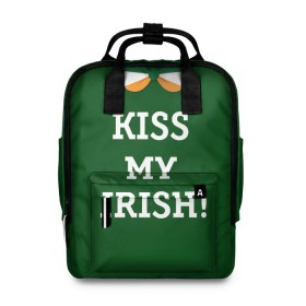 Женский рюкзак 3D с принтом Kiss my Irish в Рязани, 100% полиэстер | лямки с регулируемой длиной, сверху ручки, чтобы рюкзак нести как сумку. Основное отделение закрывается на молнию, как и внешний карман. Внутри два дополнительных кармана, один из которых закрывается на молнию. По бокам два дополнительных кармашка, куда поместится маленькая бутылочка
 | Тематика изображения на принте: британия | день святого патрика | золото | ирландия