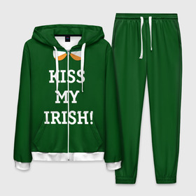 Мужской костюм 3D с принтом Kiss my Irish в Рязани, 100% полиэстер | Манжеты и пояс оформлены тканевой резинкой, двухслойный капюшон со шнурком для регулировки, карманы спереди | британия | день святого патрика | золото | ирландия