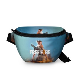 Поясная сумка 3D с принтом free fire в Рязани, 100% полиэстер | плотная ткань, ремень с регулируемой длиной, внутри несколько карманов для мелочей, основное отделение и карман с обратной стороны сумки застегиваются на молнию | free fire | freefire | игра free fire | игра фрифаер | фри файр | фрифаер