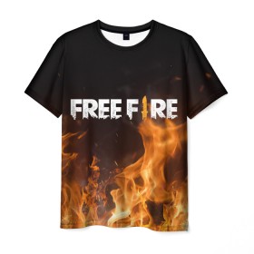 Мужская футболка 3D с принтом FREE FIRE в Рязани, 100% полиэфир | прямой крой, круглый вырез горловины, длина до линии бедер | Тематика изображения на принте: free fire | freefire | игра free fire | игра фрифаер | фри файр | фрифаер