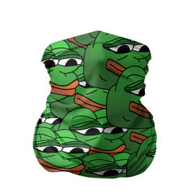 Бандана-труба 3D с принтом Pepe The Frog в Рязани, 100% полиэстер, ткань с особыми свойствами — Activecool | плотность 150‒180 г/м2; хорошо тянется, но сохраняет форму | Тематика изображения на принте: frog | meme | memes | pepe | pepe the frog | грустная жабка | лягушка | лягушонок пепе | мем | мемы