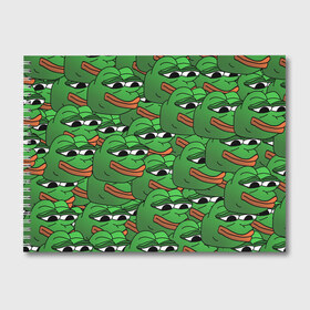 Альбом для рисования с принтом Pepe The Frog в Рязани, 100% бумага
 | матовая бумага, плотность 200 мг. | frog | meme | memes | pepe | pepe the frog | грустная жабка | лягушка | лягушонок пепе | мем | мемы