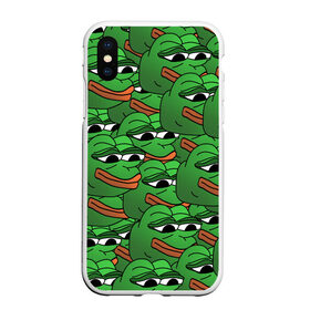 Чехол для iPhone XS Max матовый с принтом Pepe The Frog в Рязани, Силикон | Область печати: задняя сторона чехла, без боковых панелей | Тематика изображения на принте: frog | meme | memes | pepe | pepe the frog | грустная жабка | лягушка | лягушонок пепе | мем | мемы