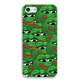Чехол для iPhone 5/5S матовый с принтом Pepe The Frog в Рязани, Силикон | Область печати: задняя сторона чехла, без боковых панелей | Тематика изображения на принте: frog | meme | memes | pepe | pepe the frog | грустная жабка | лягушка | лягушонок пепе | мем | мемы