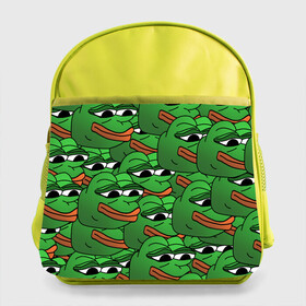 Детский рюкзак с принтом Pepe The Frog в Рязани, 100% полиэстер | Размеры изделия - высота 34 см, ширина 28 см, глубина 10 см
Размер поля для печати - высота 19.5 см, ширина 24 см | frog | meme | memes | pepe | pepe the frog | грустная жабка | лягушка | лягушонок пепе | мем | мемы