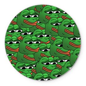 Коврик для мышки круглый с принтом Pepe The Frog в Рязани, резина и полиэстер | круглая форма, изображение наносится на всю лицевую часть | frog | meme | memes | pepe | pepe the frog | грустная жабка | лягушка | лягушонок пепе | мем | мемы