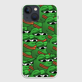 Чехол для iPhone 13 mini с принтом Pepe The Frog в Рязани,  |  | Тематика изображения на принте: frog | meme | memes | pepe | pepe the frog | грустная жабка | лягушка | лягушонок пепе | мем | мемы