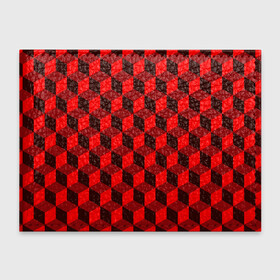 Обложка для студенческого билета с принтом Кубики в Рязани, натуральная кожа | Размер: 11*8 см; Печать на всей внешней стороне | Тематика изображения на принте: геометрия | квадратики | квадраты | красная майка | красная футболка | красные квадраты | красные кубики | красные трусы | красные шорты | красный р | красный топ | красный чехол